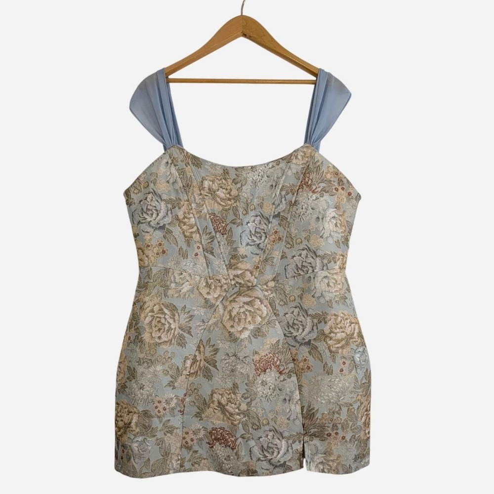 Lulus Captivating Personality Light Blue Jacquard Bustier Mini Dress XXL